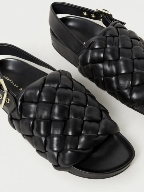 Loeffler Randall Shoes - Loeffler Randall Benton Woven Slingback Sandal Black Size 12